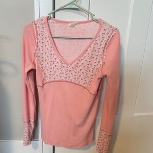 POL Pink Floral Long Sleeve Tee